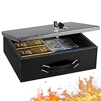 KYODOLED Fireproof Lock Box For Documents, Dual Combination And Key Lock Security With Carrying Handle, Metal Strong Safe Box To Keep Personal Items,Documents, Exterior 12.8" X 8.4" X 4.5", Black - View #11