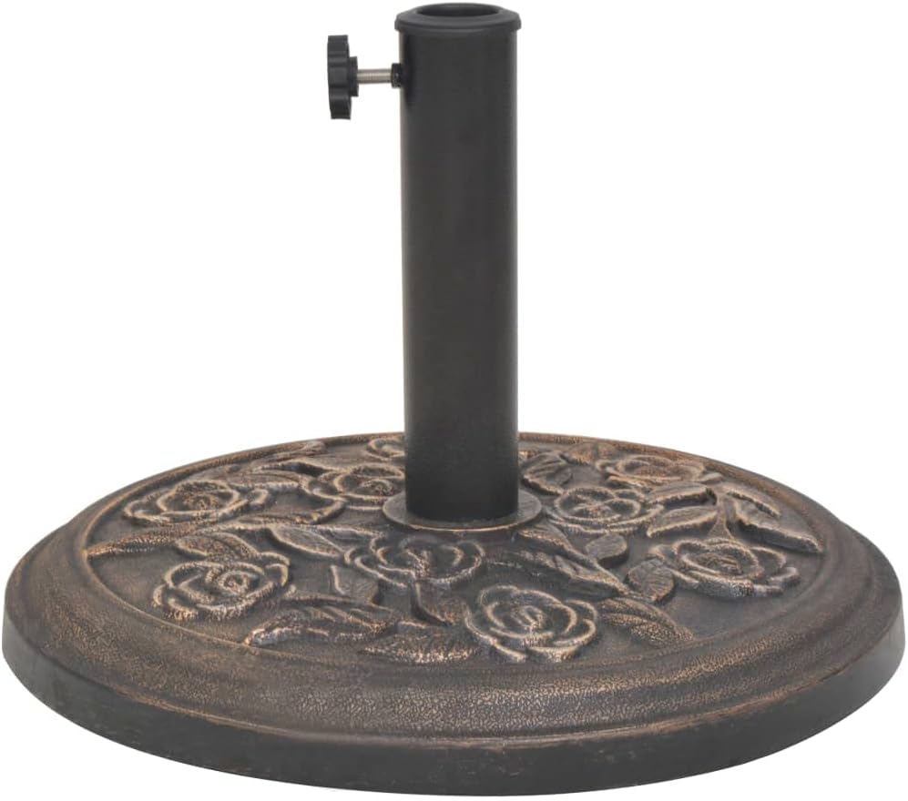 vidaXL Durable Parasol Base Stand, Weather- Outdoor Umbrella Holder, Bronze-Appeal Resin and Steel Material, Secure Locking Bolt, Adapters Included, Bronze