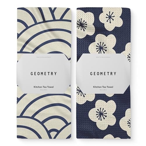 GEOMETRY Kitchen Tea Towels - Quick Dry Microfiber Dish Towels for Kitchen - Every Bloom 18