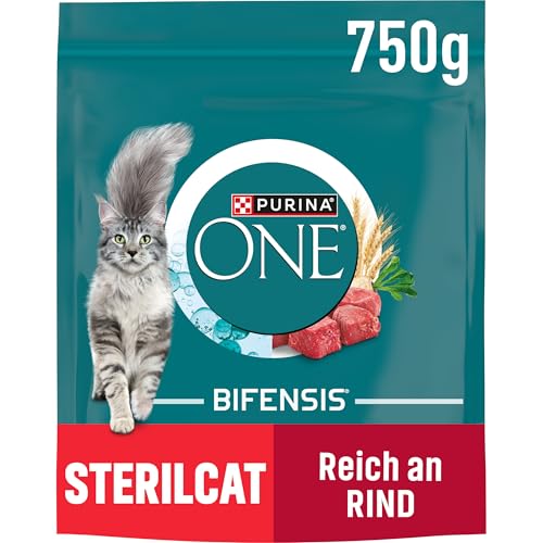 PURINA ONE BIFENSIS STERILCAT Katzenfutter trocken für sterilisierte Katzen, reich an Rind, 6er Pack (6 x 750g) 1