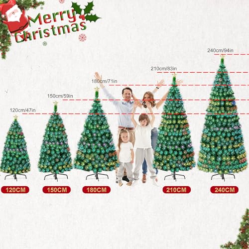 UISEBRT Albero di Natale Artificiale Illuminato 210cm - Albero di Natale con fibra ottica a LED che cambia colore (210cm, Fibra ottica colorata) - 2