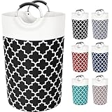Fabspace Large Laundry Basket Laundry Hamper Bag Washing Bin Clothes Bag Collapsible Tall with Handles Waterproof Travel Bathroom College Essentials Storage for College Dorm, Family (Black) 115L