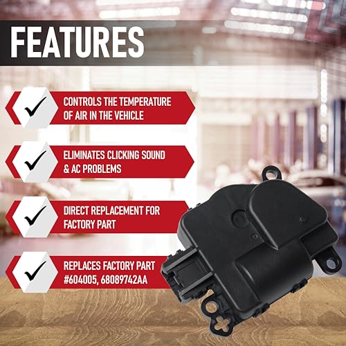 Image of HVAC Air Blend Door Actuator Replacement by AA Ignition - Compatible with Dodge and Ram Trucks - 2011-2018 Ram 1500, 2500, 3500, 4500, 5500, Classic - Replaces 604-005, 68089742AA, 68448026AA, G04029