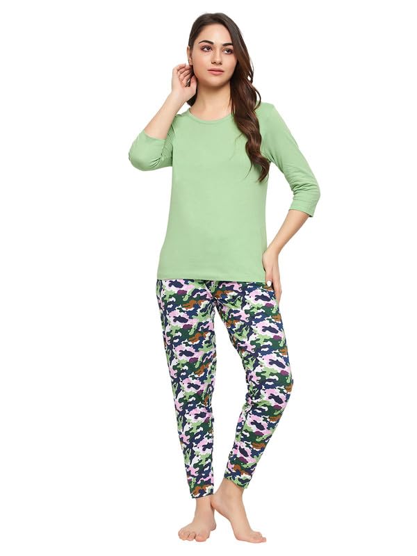 Image of Clovia Women's Cotton Printed Top & Pajama Set