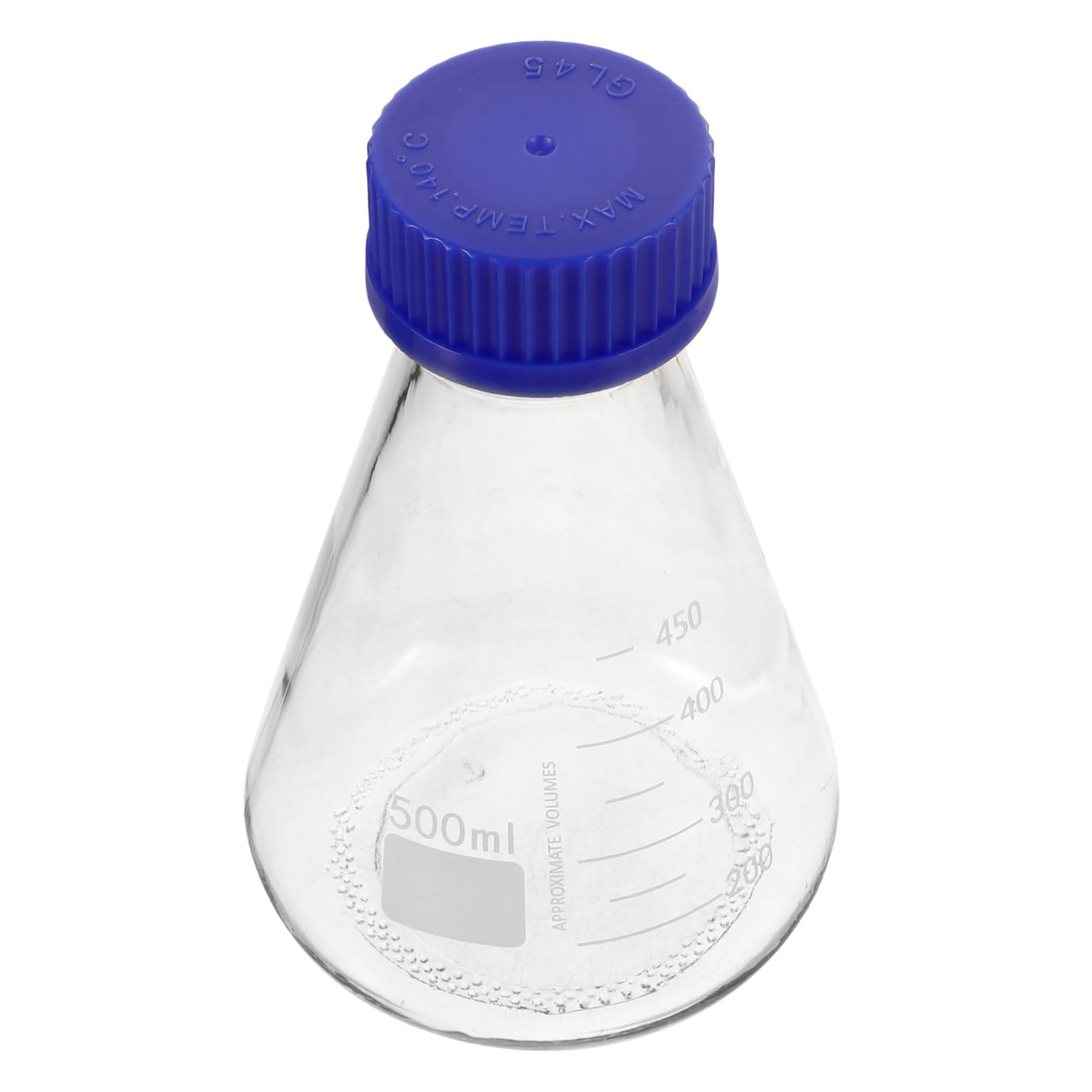 HEALLILY Precision Volumetric Flask Lab Beakers Screw Cap Chemistry Flask for Experiments 500ml Blue Cap