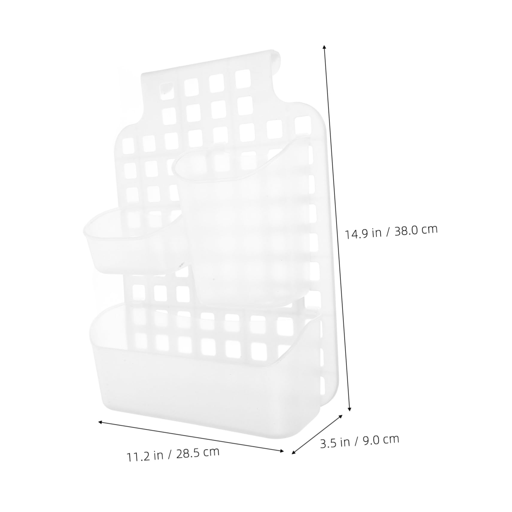 BESTYASH Cestello Portaoggetti Doccia a Doppio Strato in Pp Bianco | Installazione senza Fori Ganci, Facile da Pulire, Soluzione Compatta per Accessori da Bagno