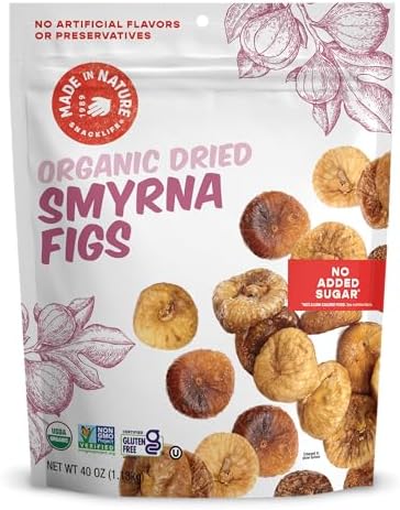 Made In Nature Organic Dried Turkish Smyrna Figs, 40 Ounce (Pack of 1) โ Vegan Snack, Non-GMO, Unsulfured, Gluten Free, Kosher
