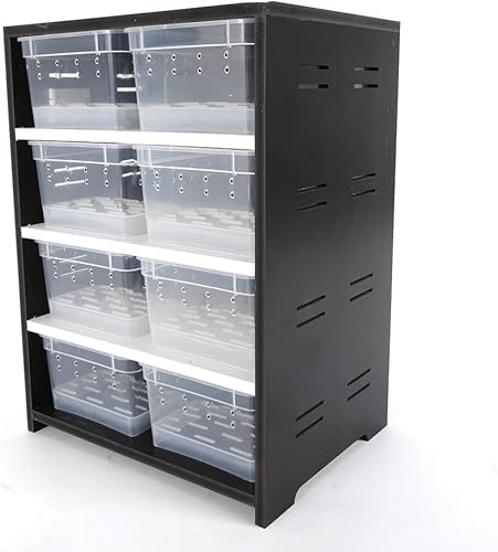 Miniatura 9 de Tanque de cría de reptiles, jaula de terrario de reptiles con 8 rejillas acrílicas, caja de cría de lagartos transparente con higrómetro y