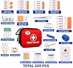 First AID Kit 200 Piece Compact Portable Emergency first aid kit, first aid for car, first aid camping first aid kit, fits in glove box, Outdoor Avtivities, for home, work, sports