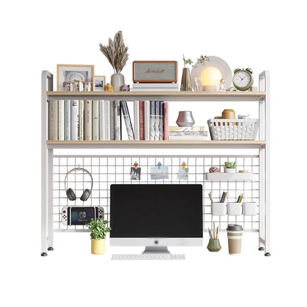 Estante organizador de escritorio, Estante de exhibición multipropósito de encimera de 2 niveles Organizador de almacenamiento de escritorio de estantería de mostrador independiente ( Color : White ,