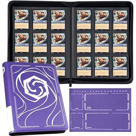 Binder for Lorcana Cards, Premium 9 Pocket Trading Card Album with 500 Pockets & Playmat Compatible with Lorcana Cards, Tokens and Rules sheet - Classic Purple Cover