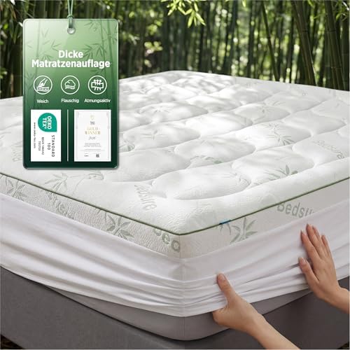 BEDSURE Matratzenschoner 160x200cm weich Matratzenauflage - bis 40 cm Höhe | Matratzenauflage 580GSM Atmungsaktiv Öko-Tex 100 Allergiker Geeignet bei Rückenschmerzen rutschfest
