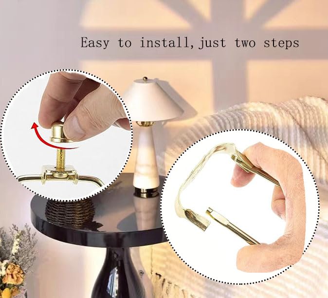Image of 8 Inch Heavy Duty Lamp Harp, With Finials and Detachable Light Duty Saddle Bases,, Used for Floor Lamps and Table Lamps, Wall Lamps, Etc, 1sets of Heavy-Duty Lampshade Holders, Chandelier (Gold)