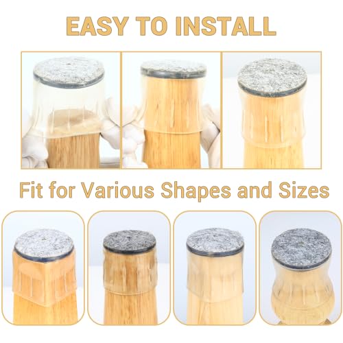 24 Pcs Chair Leg Floor Protectors for Hardwood Floors, Furniture Felt Pads Silicone Covers Caps, Protect Floors from Noise and Scratches (Fit: 1.5"-1.77"), HOME MASTER HARDWARE by HOME MASTER HARDWARE - Used condition - Image 5