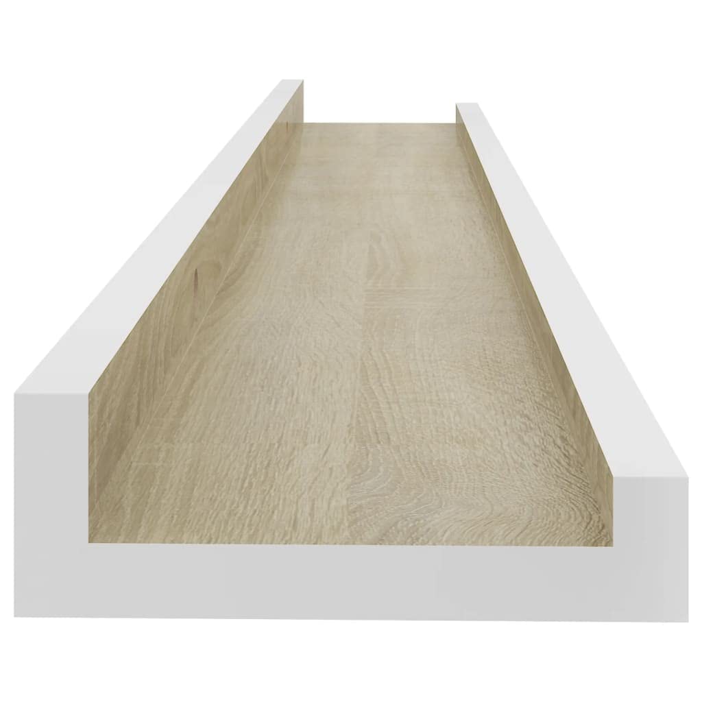 Scaffalature, mensole da parete e sporgenze, mensole da parete, 4 pezzi, bianco e rovere Sonoma, 60 x 9 x 3 cm