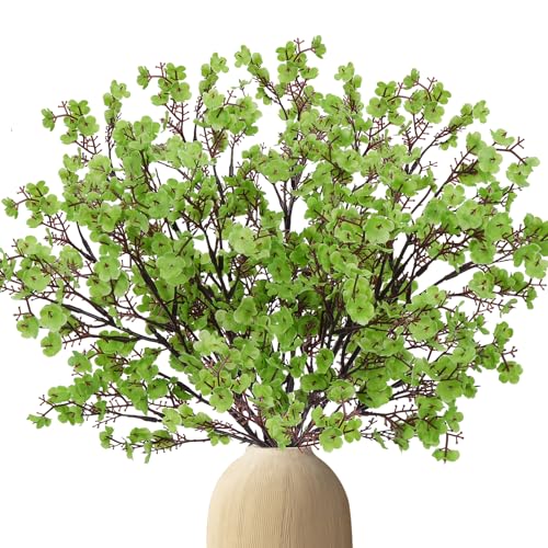 Luabue 6pcs Künstliche Blumen Gypsophila Künstlich Seidenblumen Schleierkraut Künstlich Artificial Blumen für Home Decor Tisch Hochzeit Party Dekoration (Grün)