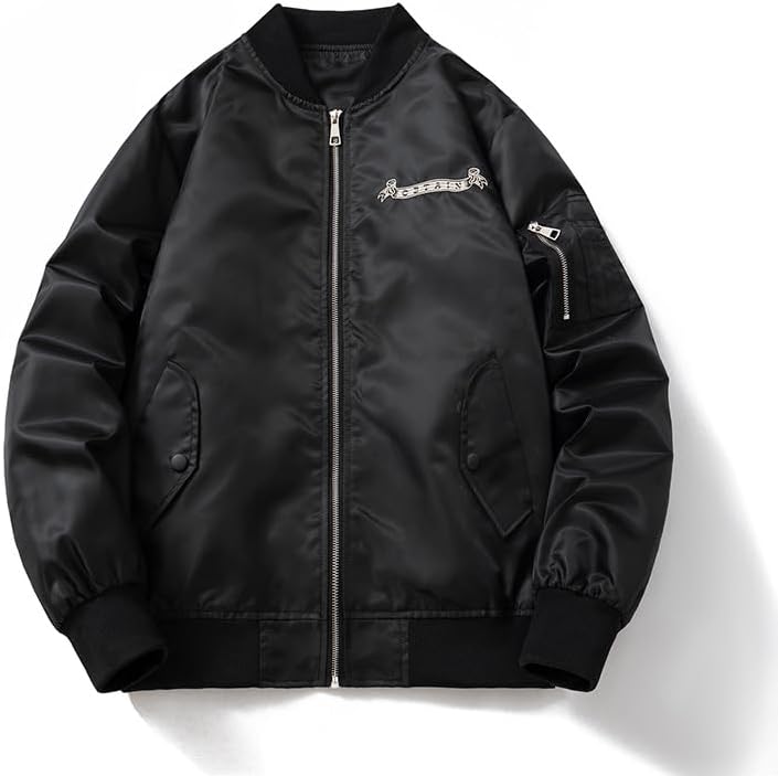 5 Mythical Beasts Embroidered Bomber Jacket Retro Streetwear Spring Fall Casual Windbreaker Coat for Men Women