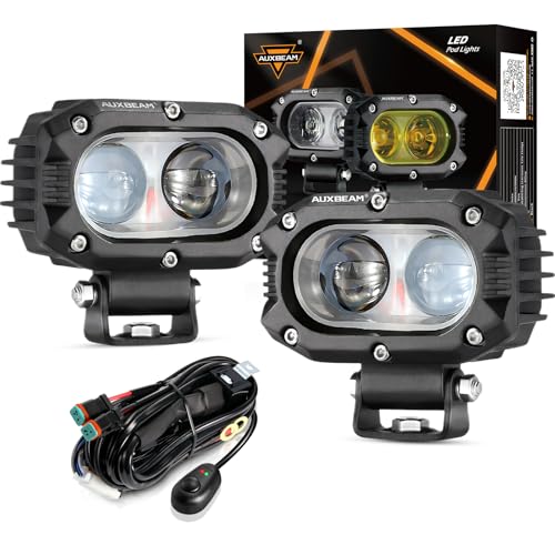 Image of Auxbeam 4 Inch R4 Series LED Square Pod Light, 60W White Driving Spot Beam | Hyper Spot Beam, 6000LM Output, Premium 5050 LED Chips, IP68 Rated, Plug & Play DT Harness, Built for Offroad Driving
