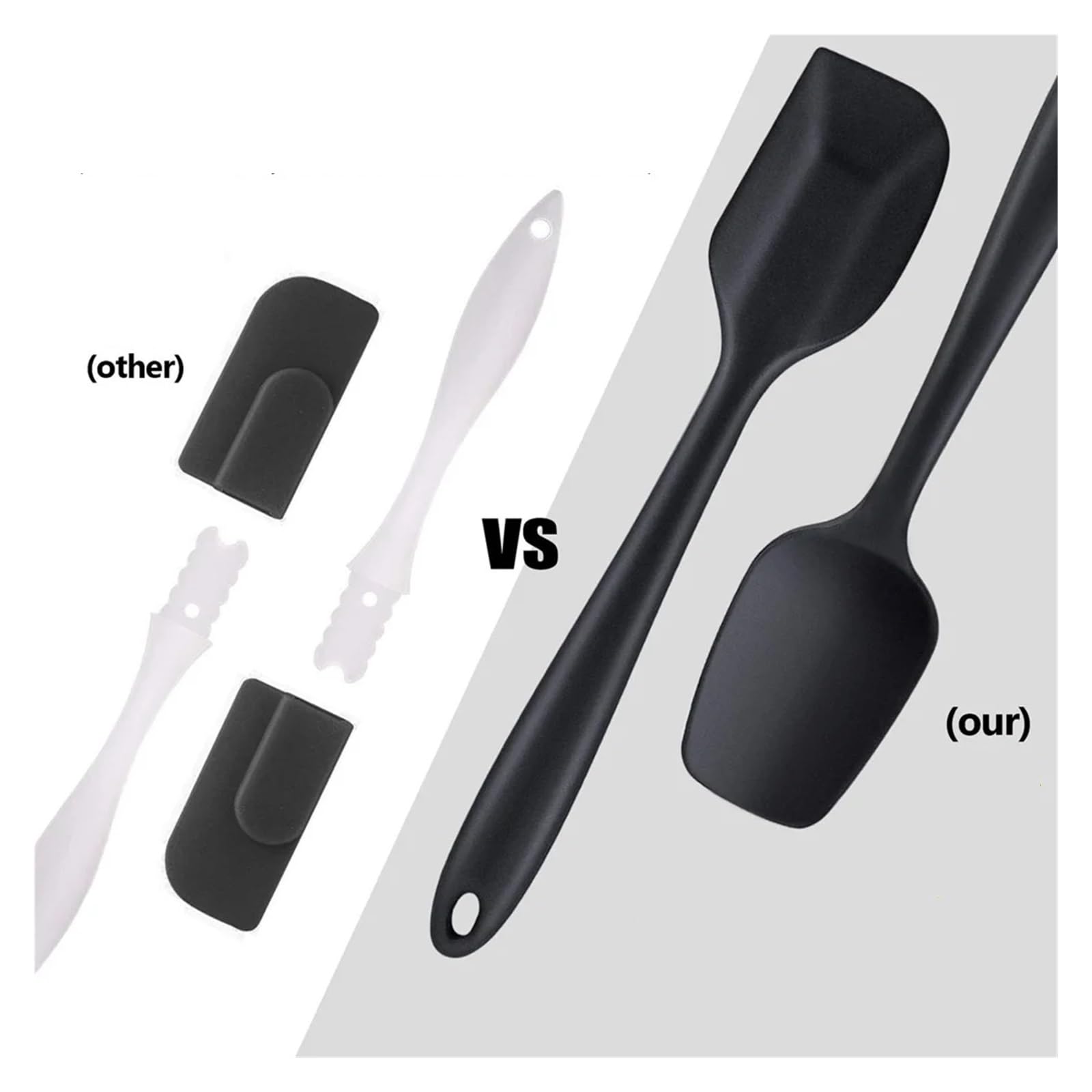 Set di spatole in silicone da 6 pezzi Spatola addensata resistente al calore antiaderente for olio for cottura Cottura forno Per Cucinare(Black suit)