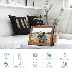 Frameo digital picture framewifi digital photo frame with 101 inch 1280×800 ips touchscreenauto roatingshare picture to electronic picture frame via frameo appperfect mothers gift  urban country home decor