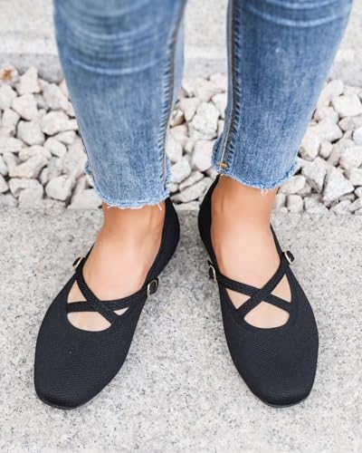 Women's Mary Jane Flats Shoes Ballet Flats with Buckle Strap Soft Work Dress Ballerina Walking Shoes3