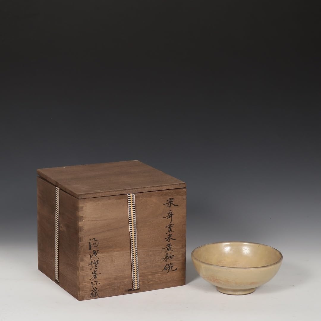 Amazon.co.jp: 哥窯米黄釉碗唐物箱付き陶磁器中国美術置物賞物RG223