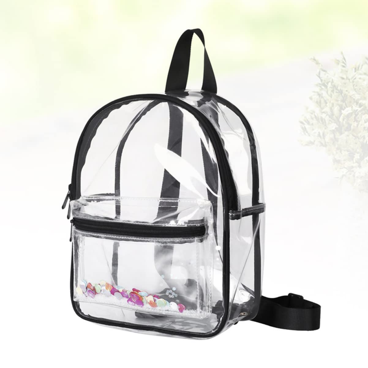 1pezzi Borsa Trasparente in Pvc Cartella Tracolla Semplice ed Elegante Zaino per Ragazze Studentesse e Donne Nero