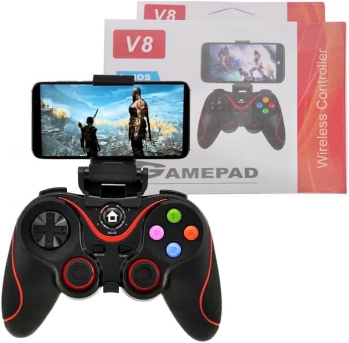 Controle Gamer Bluetooth V8 para Celular, Suporte para Smartphone...