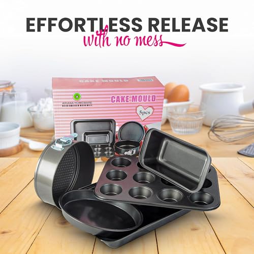 ARIANA HOMEWARE® 5-Piece Bakeware Set Baking Equipment- with Muffin Tray, Oven Tray, Cake Pan, Loaf Pan & Spring Form Cake Tin - Image 6