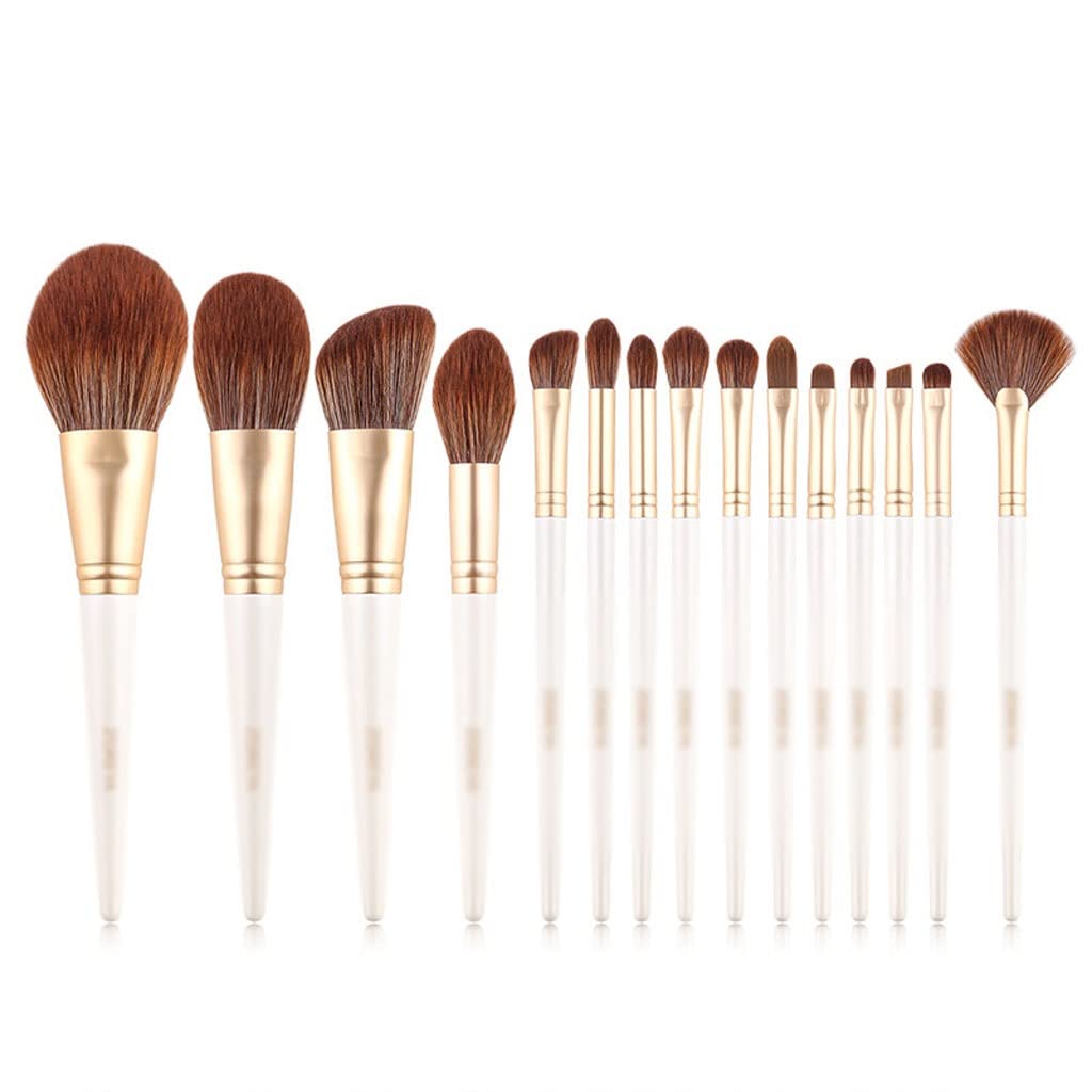 15 Pennelli per Il Trucco Bianchi in Fibre Sintetiche, Set per Ombretto in Polvere, Ciglia E Sopracciglia Miste,D-1
