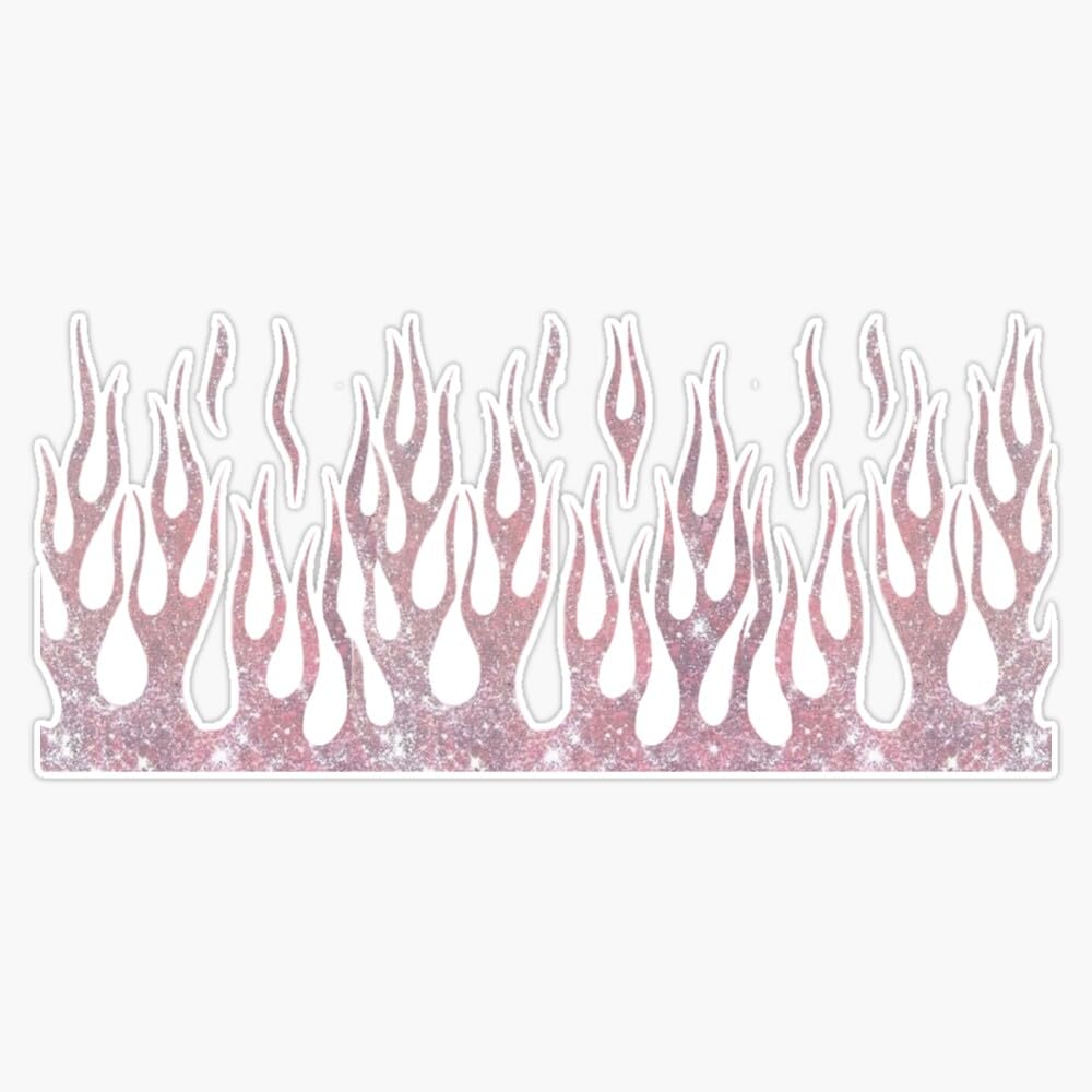 Pink Glitter Flames Sticker Vinyl Waterproof Sticker Decal Car Laptop Wall Window Bumper Sticker 5"