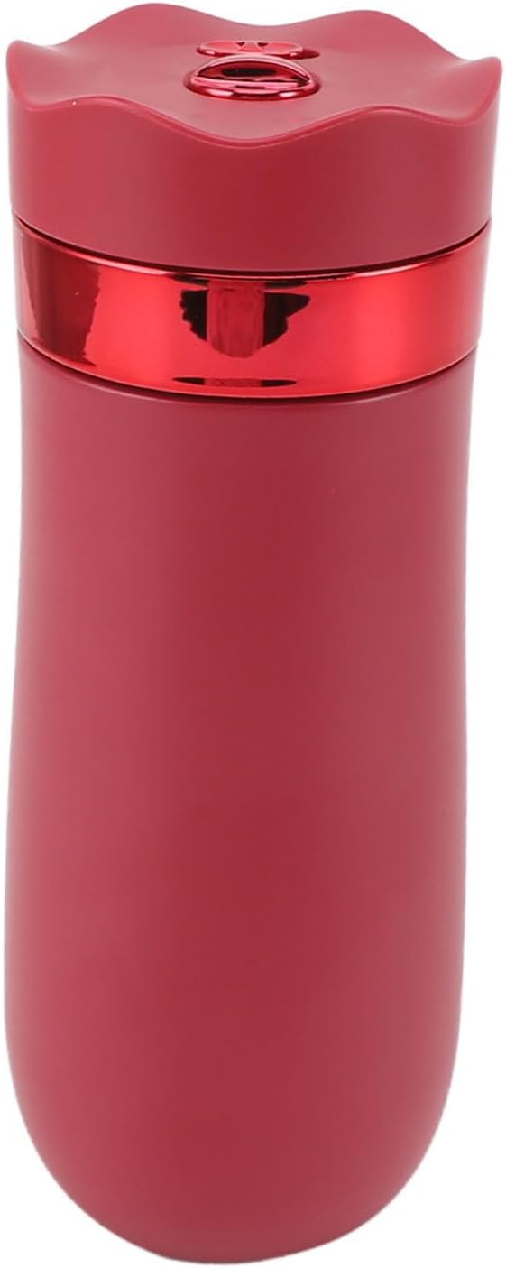 French Press Coffee Mug, Insulated 304 Stainless Steel Portable French Press Mug 320ml for Office (Red)