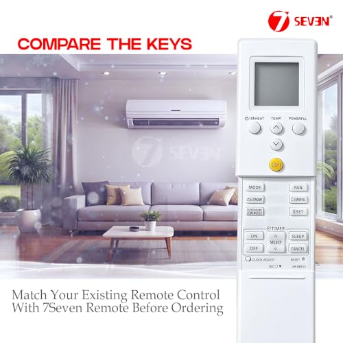 Image of 7SEVEN Compatible with O General AC Remote Control AR-REB1E Model 232 Suitable for 1 1.5 2 Ton Split & Window Air Conditioner - Match Key by Key Exactly with existing OGeneral AC Remote Function