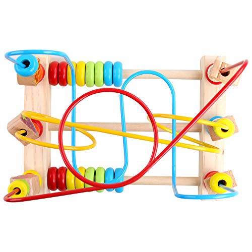 GEMEM Bead Maze Roller Coaster Wooden Beads Abacus Circle Educational My First Toy Cube Gift for Baby Toddlers Kids