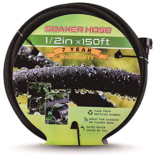 Soaker Hose for Garden, 1/2â€™â€™ Soaker Hose 25 FT, Soaker Hoses 50 FT Heavy Duty Drip Hose Save 70% Water Garden Hose for Lawn, Garden (150 FT)
