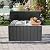 Domi 100 Gallon Deck Box, Outdoor Metal Lockable Storage Cabinet, Waterproof Steel Outdoor Bench with Lockable Lid, Side Handles & Rolling Casters for Outside Cushions, Pillows, Garden Tools, Grey