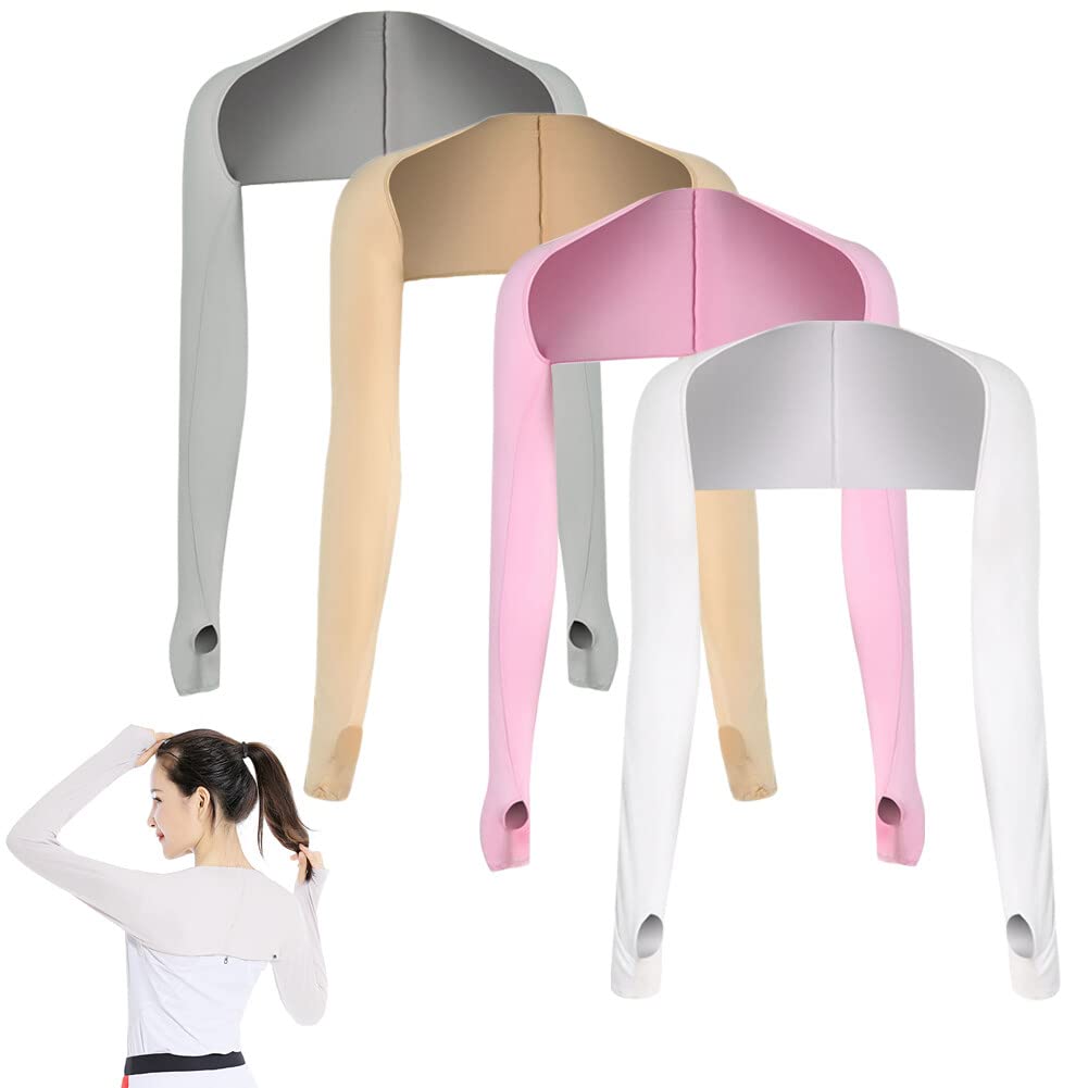 Eforcase 4 Pairs Women Cooling Shawl Arm Sleeves Sun Protection Shrug Shawl Sleeves with Finger Hole Arm Cover