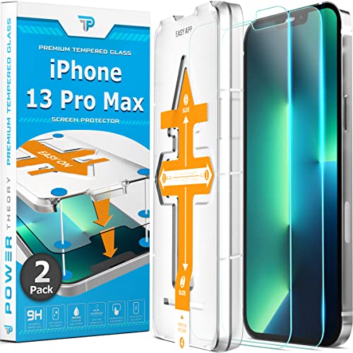 Power Theory Panzerglas für iPhone 13 Pro Max [2 Stück] - Schutzfolie mit Anbringhilfe, Panzerglasfolie, Panzerfolie, Glas Folie, Displayschutzfolie, Schutzglas mit Schablone