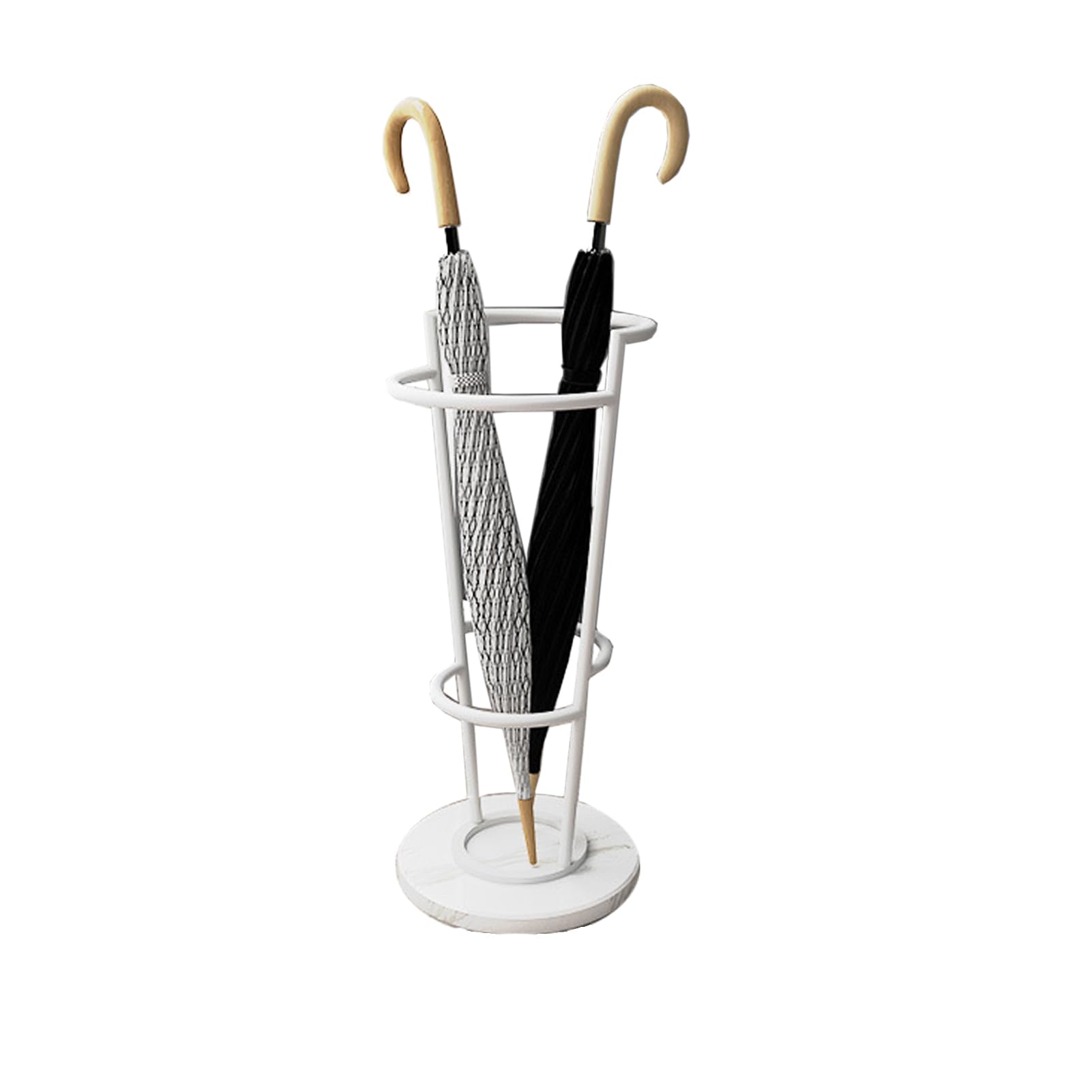 FCXWEVR Metal Umbrella Holder Stand with Marble Base for Entryway Free Standing Rack for Umbrella and Walking Sticks Indoor Umbrella Rack (White)