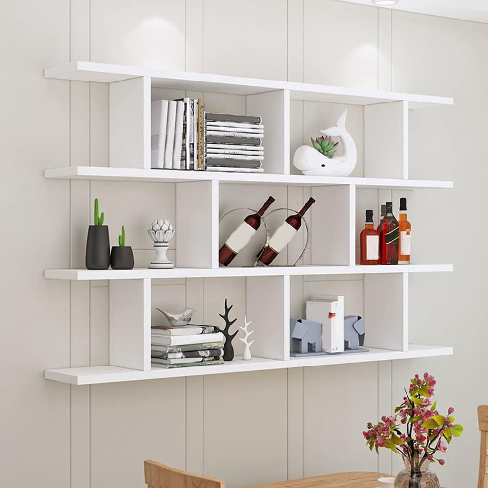 LITFAD 3-Shelf Modern Wood Bookcase Floating Shelf for Wall Storage Wall Mounted Book Shelf for Living Room Study Room Office - White 39.4" L x 7.9" W x 37.9" H