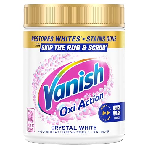 Vanish Gold Oxi Action Stain Remover and Whitening Booster Powder For Whites Removes Tough Stains Even at 20C Restores Whiteness of Greyed Fabrics Add a Scoop in Every Wash for Best Results 470g