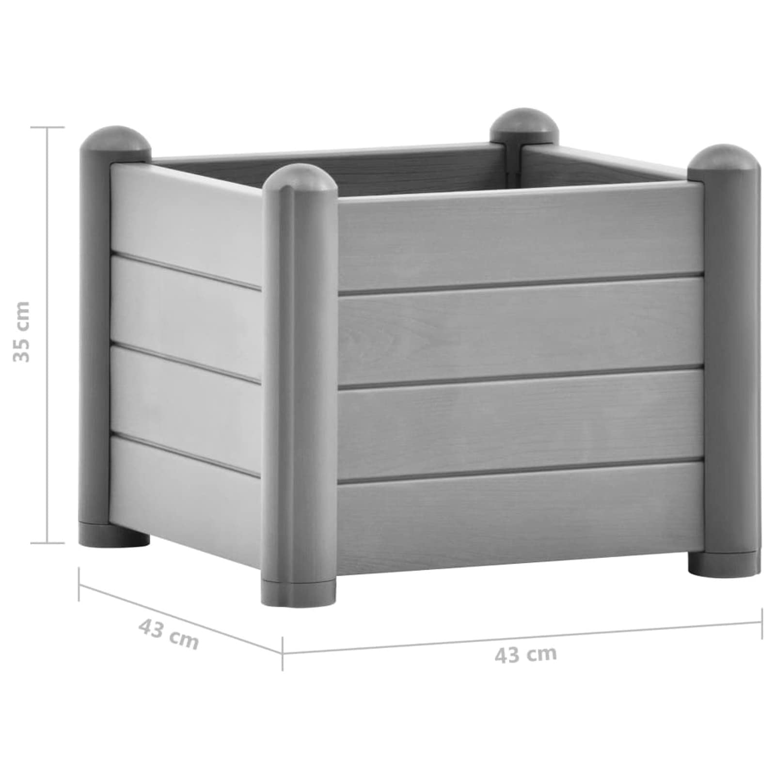 Gecheer Arriate Alto de Jardín,Jardinera Rectangular,Huerto Urbano Exterior, Marco para Huerto, Verduras Frutas Flores, Gris Piedra 43x43x35 cm,Diseñado con Fondo de Drenaje