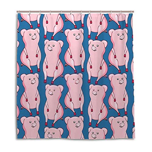 Rideau de douche cochon lavable en machine pour stopper les éclaboussures - 2