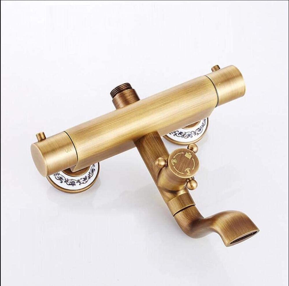 Juego de grifo de ducha bronce antiguo con grifo de ducha de lluvia con grifo de pared de doble mango