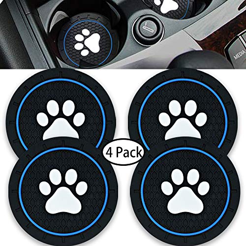 Car Coasters,Pasuwisma Car Cup Holder Coasters, Silicone Anti Slip Dog Paw Coaster Insert