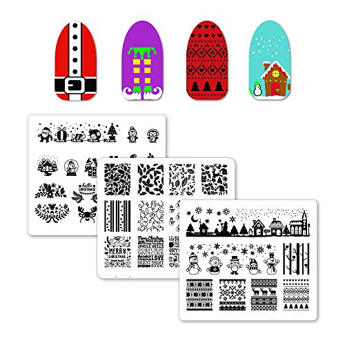 Winstonia Christmas Holiday Nail Art Stamping Plates Bundle Set Winter Festival Manicure - Holly Jolly Christmas, Winter Wonderland, The North Pole