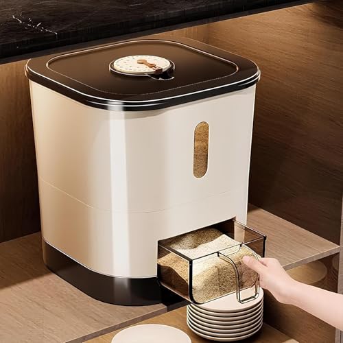 Image of Gvnd Rice Dispenser Large Grain Container Storage Box with Measuring Cup Kitchen Food Grain Storage Container Household Rice for Kitchen 6.5Kg