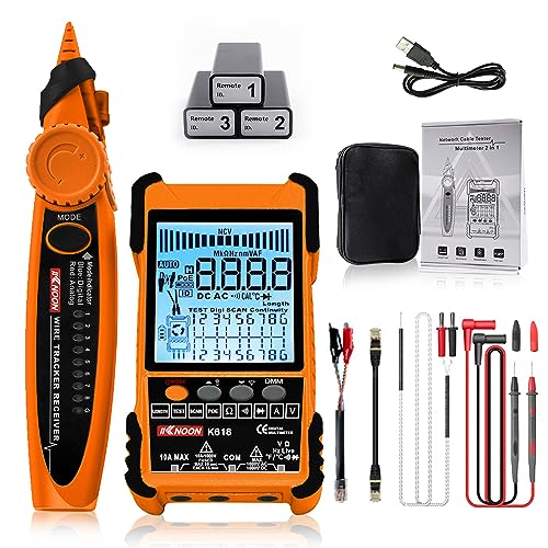 Network Cable Tester, Analog Digital Search, POE Test, Cable Test, Cable Tracker ID Pairing Sensitive, Adjustable Network Cable Length, Short Circuit Open Measurement, with 3 ID Pairing Accessory