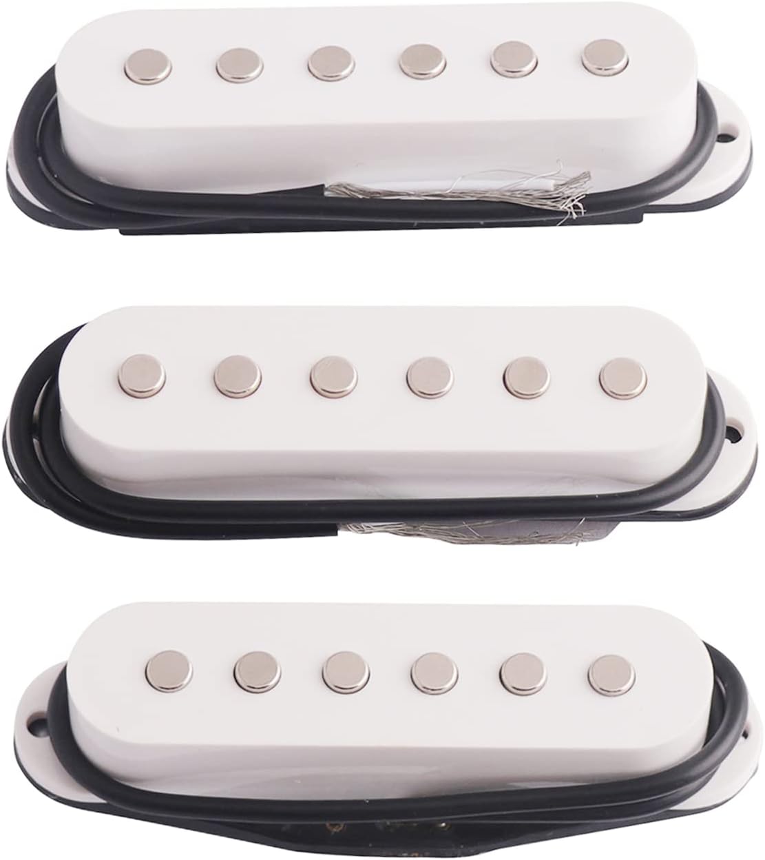 Metallor Electric Guitar Pickup Ceremic Magnet Neck Middle Bridge Single Coil Pickups Compatible with Strat Style SSS Electric Guitar Parts Replacement Set of 3Pcs White.