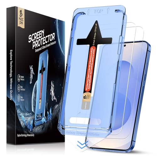 Image of MAGIC JOHN 2 Pack for Samsung Galaxy S24 Plus /S25 Plus Tempered Glass Screen Protector, Bubble Free, HD Clear, Shock-Resistant